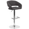 Erik Contemporary Charcoal Fabric Adjustable Height Barstool with Rounded Mid-Back and Chrome Base