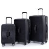 3 Piece Luggage Sets PC+ABS Lightweight Suitcase with Two Hooks, Spinner Wheels, TSA Lock, (21/25/29) Black