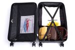 3 Piece Luggage Sets PC+ABS Lightweight Suitcase with Two Hooks, Spinner Wheels, TSA Lock, (21/25/29) Black