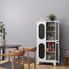 Metal Storage Cabinet, Bathroom Storage Cabinet with Doors and Shelves, Office Storage Cabinet with Lock, Black Garage Cabinets, 3 Adjustable Shelves,