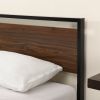 Twin Bed Frames with Wood Headboard and Footboard, Metal Platform Bed Frame with Storage No Box Spring Needed Sturdy Non-Slip Without Noise, Steel Sla