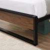 Twin Bed Frames with Wood Headboard and Footboard, Metal Platform Bed Frame with Storage No Box Spring Needed Sturdy Non-Slip Without Noise, Steel Sla