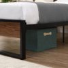 Twin Bed Frames with Wood Headboard and Footboard, Metal Platform Bed Frame with Storage No Box Spring Needed Sturdy Non-Slip Without Noise, Steel Sla