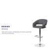 Erik Contemporary Orange Vinyl Adjustable Height Barstool with Rounded Mid-Back and Chrome Base
