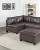 Contemporary Genuine Leather 1pc Armless Chair Dark Coffee Color Tufted Seat Living Room Furniture