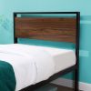 Twin Bed Frames with Wood Headboard and Footboard, Metal Platform Bed Frame with Storage No Box Spring Needed Sturdy Non-Slip Without Noise, Steel Sla