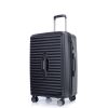 3 Piece Luggage Sets PC+ABS Lightweight Suitcase with Two Hooks, Spinner Wheels, TSA Lock, (21/25/29) Black