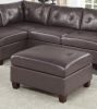 Contemporary Genuine Leather 1pc Armless Chair Dark Coffee Color Tufted Seat Living Room Furniture