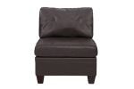 Contemporary Genuine Leather 1pc Armless Chair Dark Coffee Color Tufted Seat Living Room Furniture