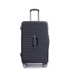 3 Piece Luggage Sets PC+ABS Lightweight Suitcase with Two Hooks, Spinner Wheels, TSA Lock, (21/25/29) Black