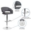 Erik Contemporary Orange Vinyl Adjustable Height Barstool with Rounded Mid-Back and Chrome Base