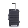 3 Piece Luggage Sets PC+ABS Lightweight Suitcase with Two Hooks, Spinner Wheels, TSA Lock, (21/25/29) Black