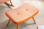 35.5 inch Rocking Chair, Soft Houndstooth Fabric Leather Fabric Rocking Chair for Nursery, Comfy Wingback Glider Rocker with Safe Solid Wood Base for