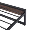 Twin Bed Frames with Wood Headboard and Footboard, Metal Platform Bed Frame with Storage No Box Spring Needed Sturdy Non-Slip Without Noise, Steel Sla