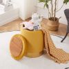 Velvet 23Qt Storage Ottoman Multipurpose Footrest Stool with Metal Base Modern Round Vanity Stool Chair Ottoman Foot Stools Support 300lbs Padded Seat