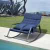Rocking Lounge Chair,Armchair Rocker with Pillow and Cushion,for Living Room, Bedroom,Navy Blue