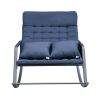 Rocking Lounge Chair,Armchair Rocker with Pillow and Cushion,for Living Room, Bedroom,Navy Blue