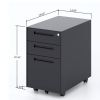 3 Drawer Metal Mobile Vertical Locking File Cabinet with Lock, Under Desk Rolling Filing Cabinets for for Home Office,Fully Assembled Except Wheels,An