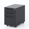 3 Drawer Metal Mobile Vertical Locking File Cabinet with Lock, Under Desk Rolling Filing Cabinets for for Home Office,Fully Assembled Except Wheels,An
