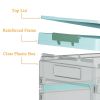 2 Pack Collapsible Storage Bins with Lids, Clear Plastic Foldable Storage Box, Stackable Storage Containers for Organizing, White